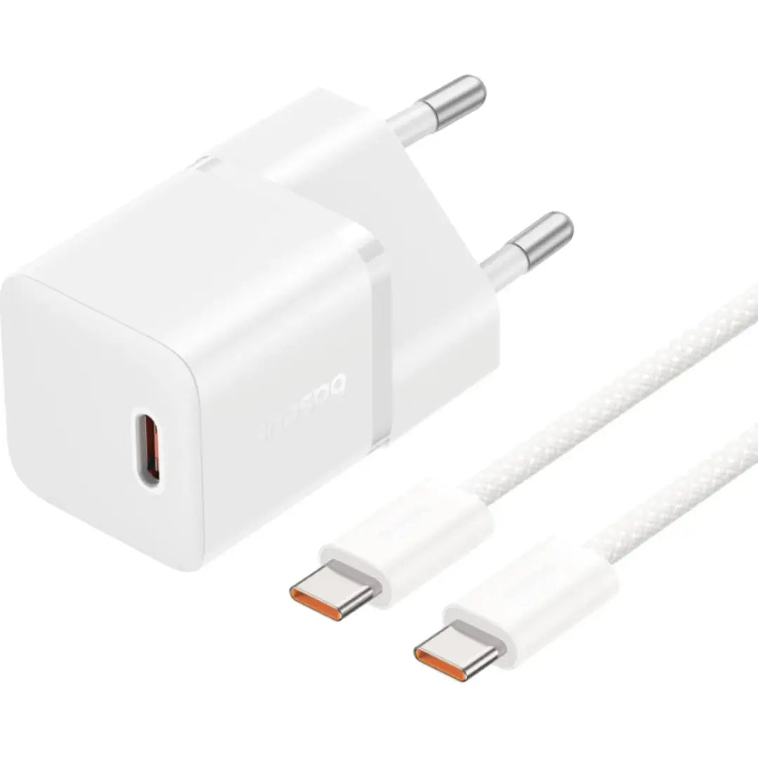 شاحن كامل من بيسوس عضمة وسلك تايب سي الي تايب سي ٢٠ واط