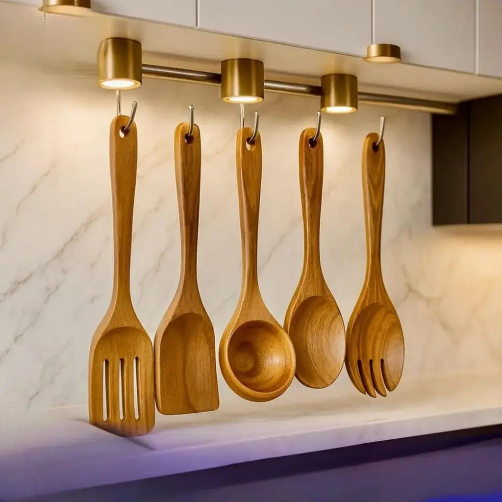 طقم مغارف خشبية فاخرة