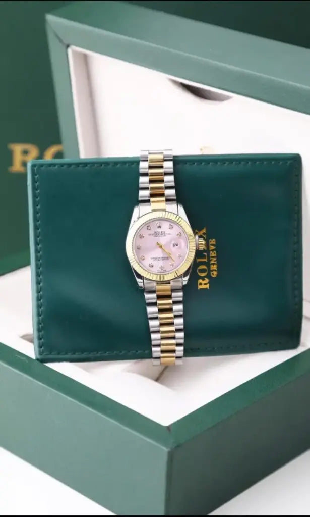 ساعة rolex - لون فضي مع ذهبي